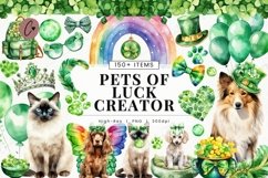 Watercolor Valentine Pets Of Luck Creator | St Patrick&#039;s PNG Product Image 1