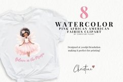 Watercolor Pink African American Fairies Clipart | Fantasy Product Image 2