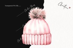 Watercolor Pink Beanie Clipart | Christmas Clipart Product Image 2