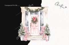 Watercolor Pink Christmas Door Clipart | Christmas Clipart Product Image 2