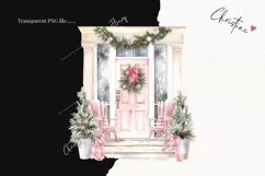 Watercolor Pink Christmas Door Clipart | Christmas Clipart Product Image 2