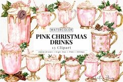 Pink Christmas Drinks Clipart | Pink Christmas PNG Product Image 1