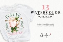 Pink Christmas Drinks Clipart | Pink Christmas PNG Product Image 5