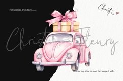 Watercolor Pink Christmas Gift Cars Clipart | Christmas PNG Product Image 3