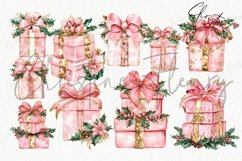 Pink Christmas Gifts Clipart | Pink Christmas PNG Product Image 5