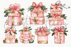 Pink Christmas Gifts Clipart | Pink Christmas PNG Product Image 4