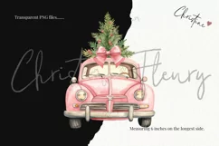 Watercolor Pink Christmas Tree Cars Clipart | Christmas PNG Product Image 3