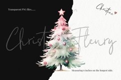 Watercolor Pink Christmas Tree Clipart | Christmas PNG Product Image 3