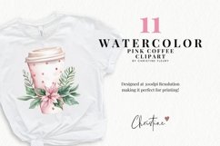 Watercolor Pink Coffee Clipart | Coffee PNG Product Image 2