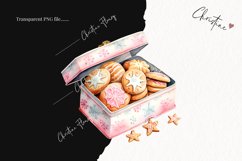 Watercolor Pink Tin of Cookies Clipart | Christmas Clipart Product Image 2