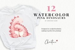 Watercolor Pink Dinosaurs Clipart Product Image 2