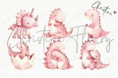 Watercolor Pink Dinosaurs Clipart Product Image 5