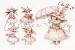 Watercolor Pink Elegant Bunny Clipart Bundle Product Image 4