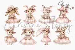 Watercolor Pink Elegant Bunny Clipart Bundle Product Image 5