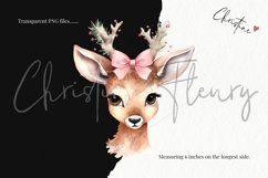 Watercolor Pink Festive Deer Clipart | Christmas Sublimation Product Image 3