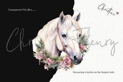 Watercolor Pink Horses Clipart | Christmas PNG Product Image 3