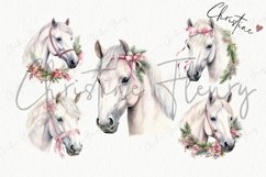 Watercolor Pink Horses Clipart | Christmas PNG Product Image 4