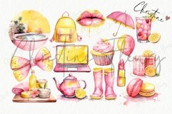 Watercolor Pink Lemonade Clipart Bundle Product Image 6