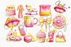 Watercolor Pink Lemonade Clipart Bundle Product Image 7
