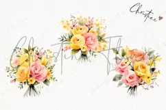 Watercolor Pink & Yellow Bouquets Clipart | Watercolor PNG Product Image 3