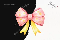 Watercolor Pink & Yellow Bows Clipart | Watercolor Girly PNG Product Image 2