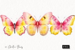 Watercolor Pink &amp; Yellow Butterflies Clipart | Watercolor Product Image 1