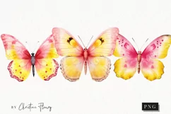 Watercolor Pink & Yellow Butterflies Clipart | Watercolor Product Image 1