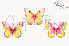 Watercolor Pink &amp; Yellow Butterflies Clipart | Watercolor Product Image 3