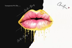 Watercolor Drip Lips Clipart | Watercolor Beauty PNG Product Image 2