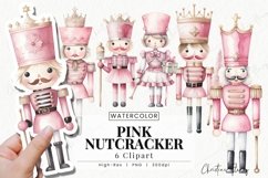 Watercolor Pink Nutcracker Clipart | Christmas PNG Product Image 1