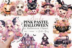 Watercolor Pink Pastel Halloween Clipart Product Image 1