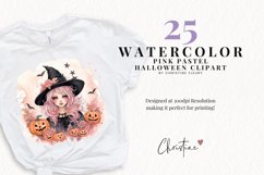 Watercolor Pink Pastel Halloween Clipart Product Image 2