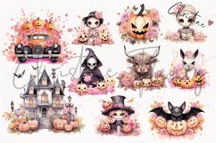 Watercolor Pink Pastel Halloween Clipart Product Image 4