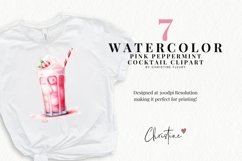 Watercolor Pink Peppermint Cocktails Clipart | Christmas Product Image 2