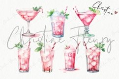 Watercolor Pink Peppermint Cocktails Clipart | Christmas Product Image 4