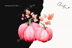 Watercolor Pink Leafy Pumpkins Clipart | Watercolor Pumpkin Product Image 2