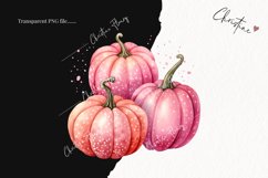 Watercolor Pink Spotted Pumpkins Clipart | Watercolor PNG Product Image 2