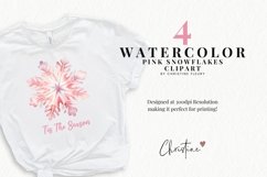 Watercolor Pink Snowflakes Clipart | Christmas Sublimation Product Image 2