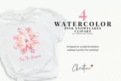 Watercolor Pink Snowflakes Clipart | Christmas Sublimation Product Image 2