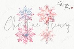 Watercolor Pink Snowflakes Clipart | Christmas Sublimation Product Image 4