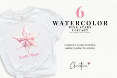 Watercolor Pink Stars Clipart | Christmas Sublimation Product Image 2