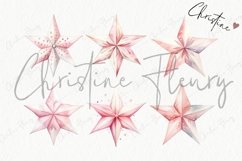 Watercolor Pink Stars Clipart | Christmas Sublimation Product Image 4