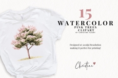 Pink Trees Clipart Bundle - 15 Elements Product Image 2