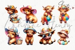 Pool Time Highland Cow Clipart | Summer PNG Product Image 5