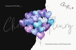 Watercolor Purple Heart Balloons Clipart | Birthday PNG Product Image 3