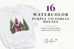 Purple Victorian House Clipart | Vintage Christmas PNG Product Image 2