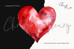 Watercolor Red Hearts Clipart | Valentine PNG Product Image 3