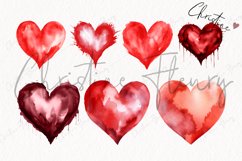 Watercolor Red Hearts Clipart | Valentine PNG Product Image 4