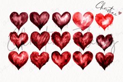 Watercolor Red Hearts Clipart | Valentine PNG Product Image 5