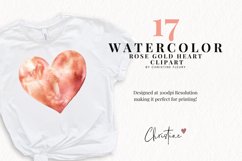 Watercolor Rose Gold Hearts Clipart | Valentine PNG Product Image 2